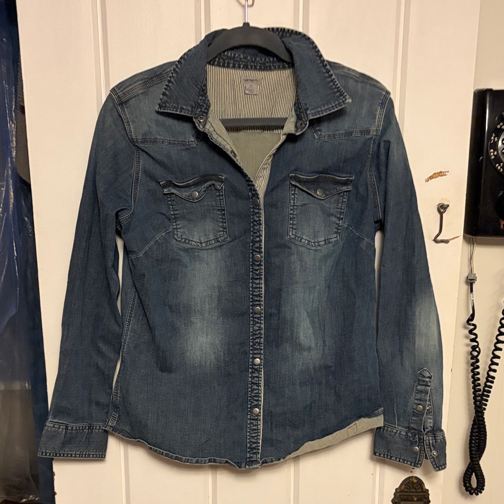 Carhartt Faded Denim Button Down Shirt size M